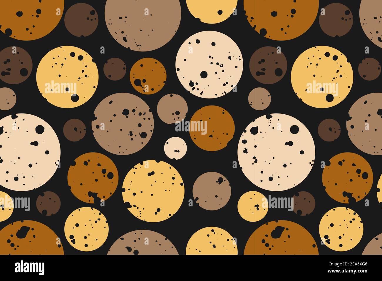 Brown and yellow circles on dark background Stock Vector