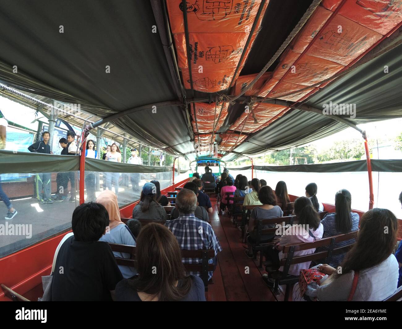 Bangkok ferry on Khlong Saen Saep canal river traffic Thailand Stock Photo