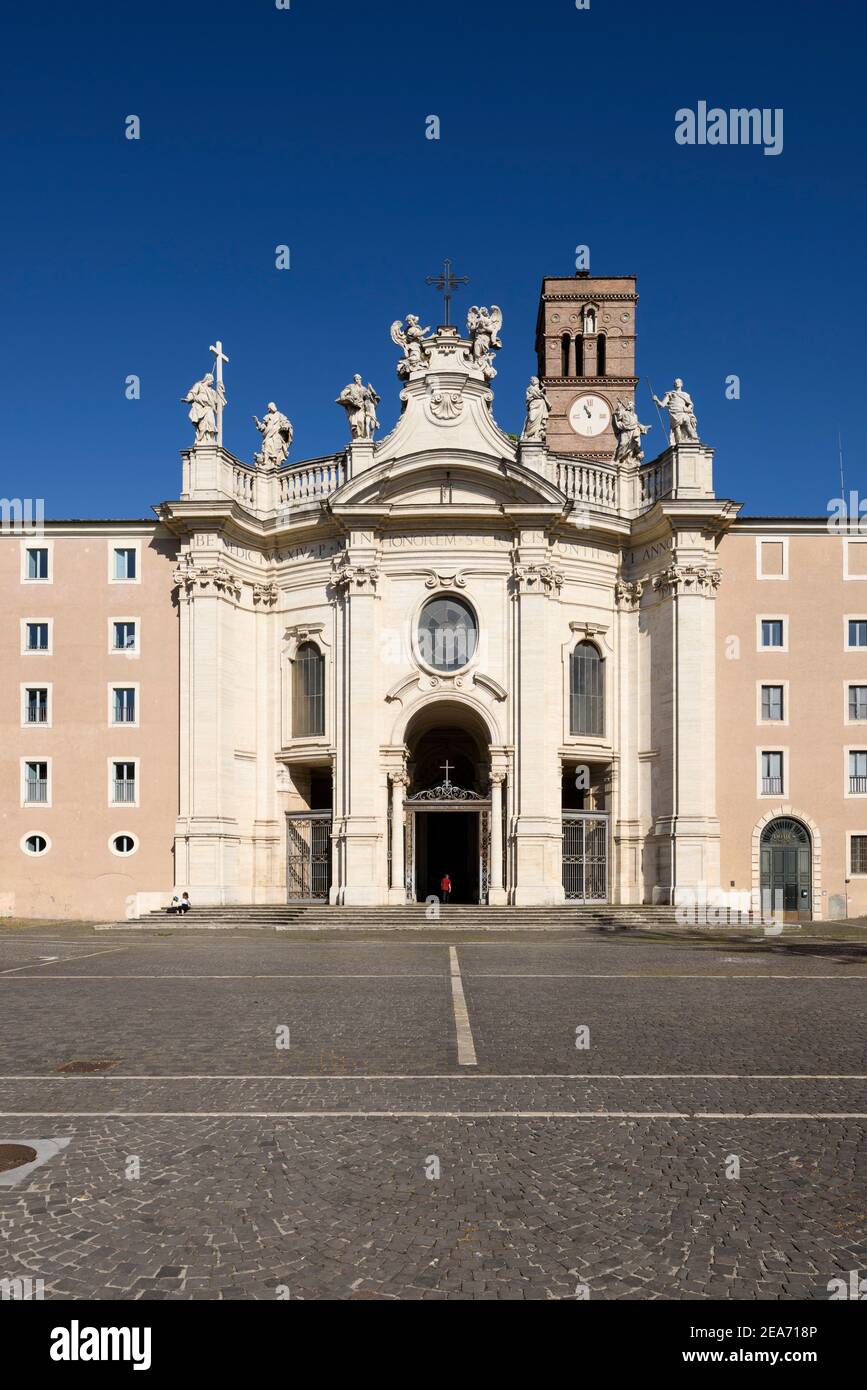 Rome, Italy. Exterior view of the Basilica di Santa Croce in Gerusalemme (Basilica of the Holy Cross in Jerusalem).  According to tradition, the basil Stock Photo