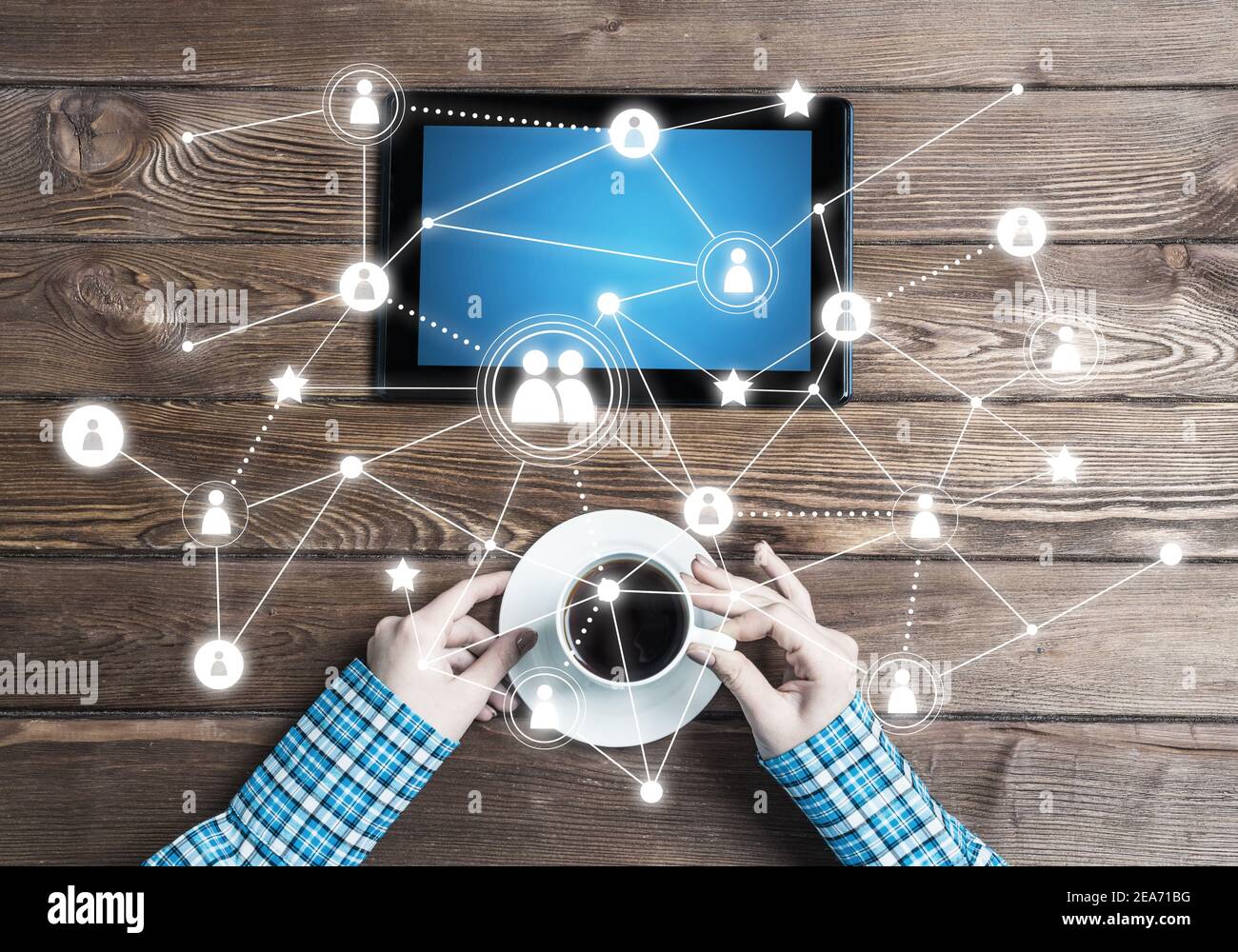 Concept of social communication and networking with social connection ...