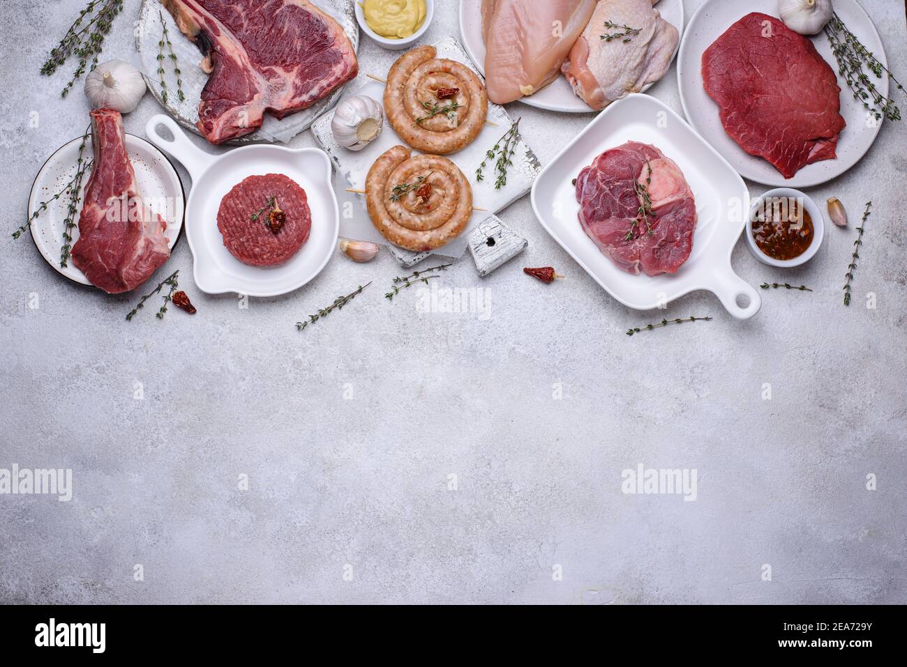 Assortment of various types of meat Stock Photo