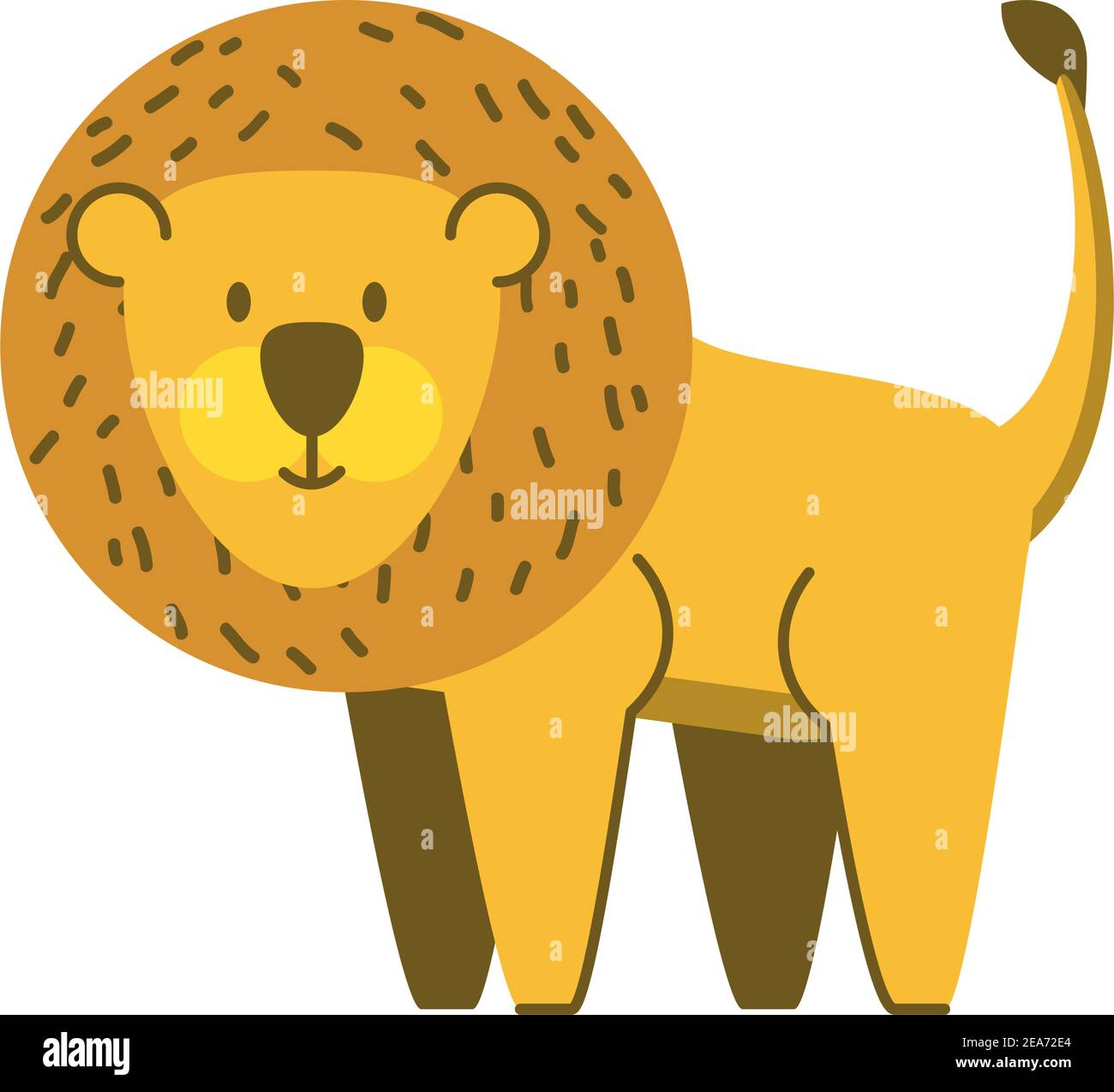 cute lion jungle animal in cartoon abstract design vector illustration ...