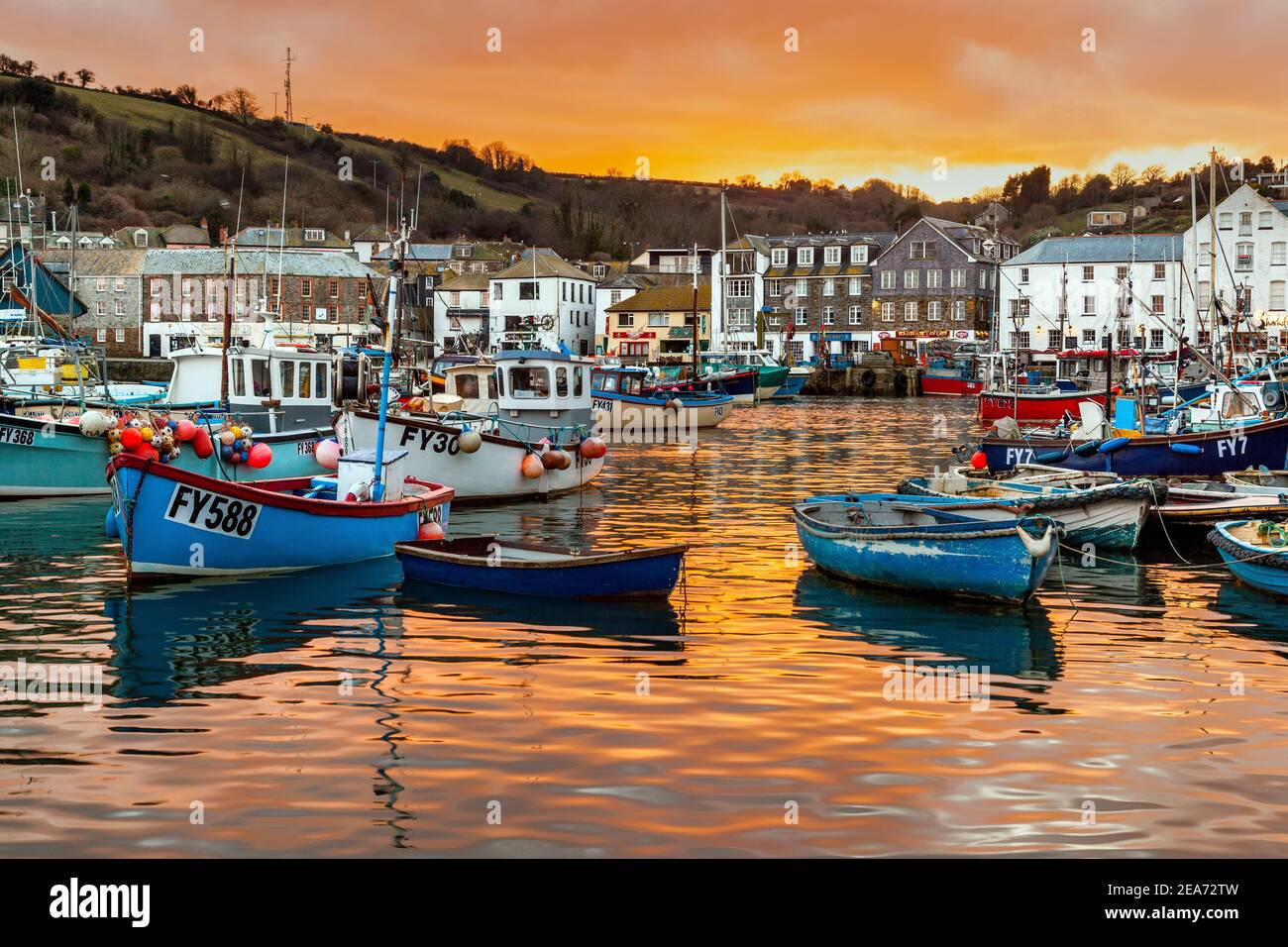 Mevagissey Harbour; Sunset; Cornwall; UK Stock Photo
