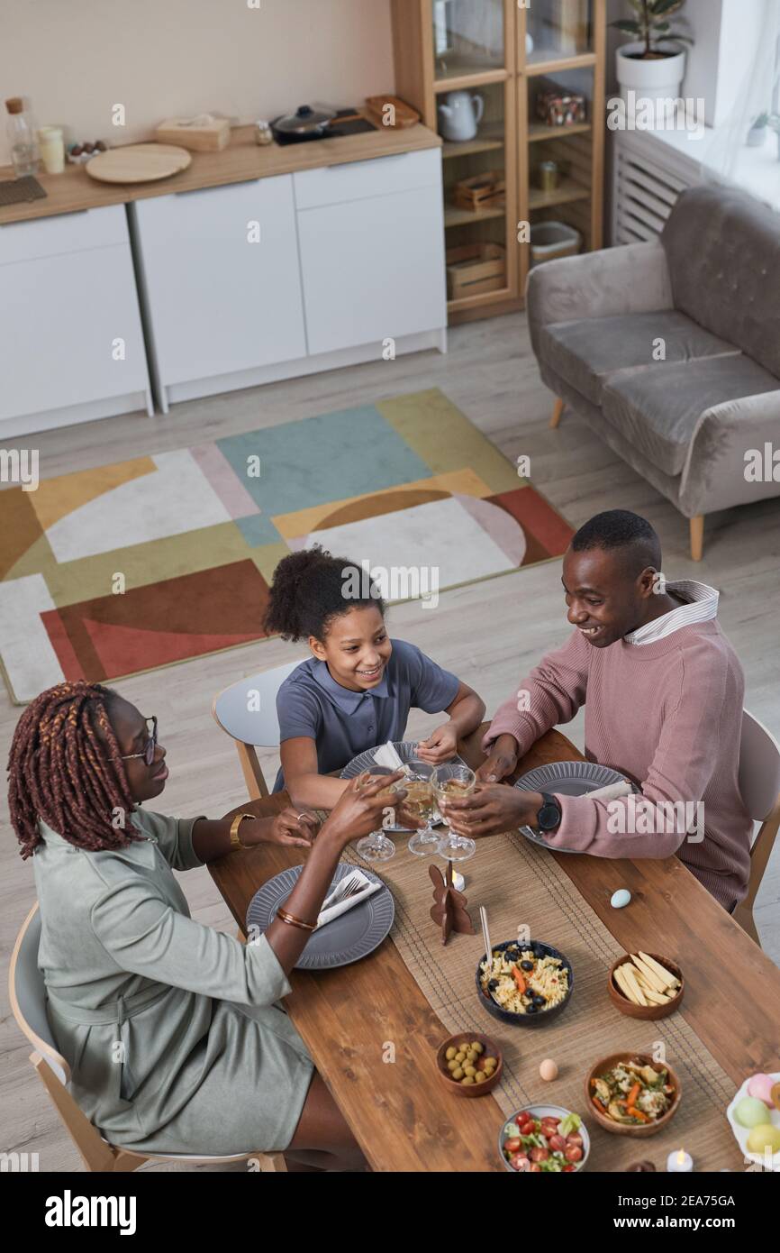 Vertical high angle portrait of modern African -American family
