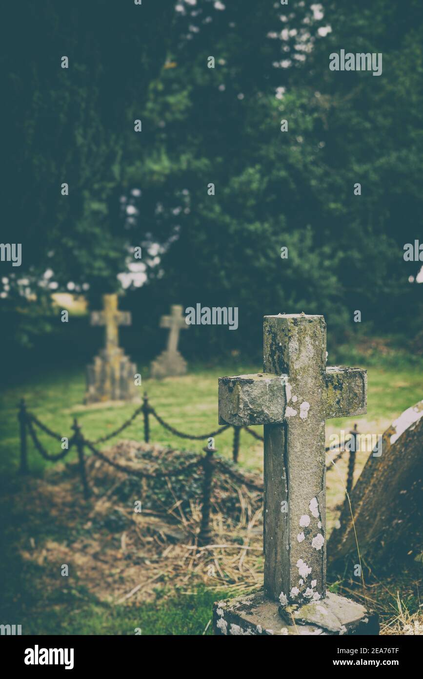 Church graveyard, Long Newnton, Gloucestershire, UK Stock Photo