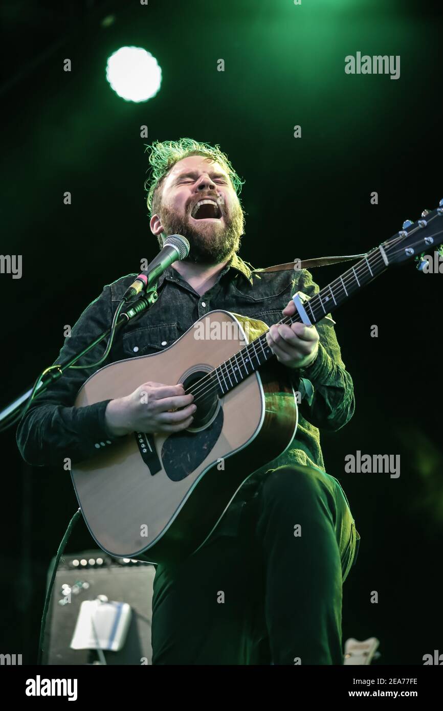Scott Hutchison of Frightened Rabbit performing live on stage as part ...