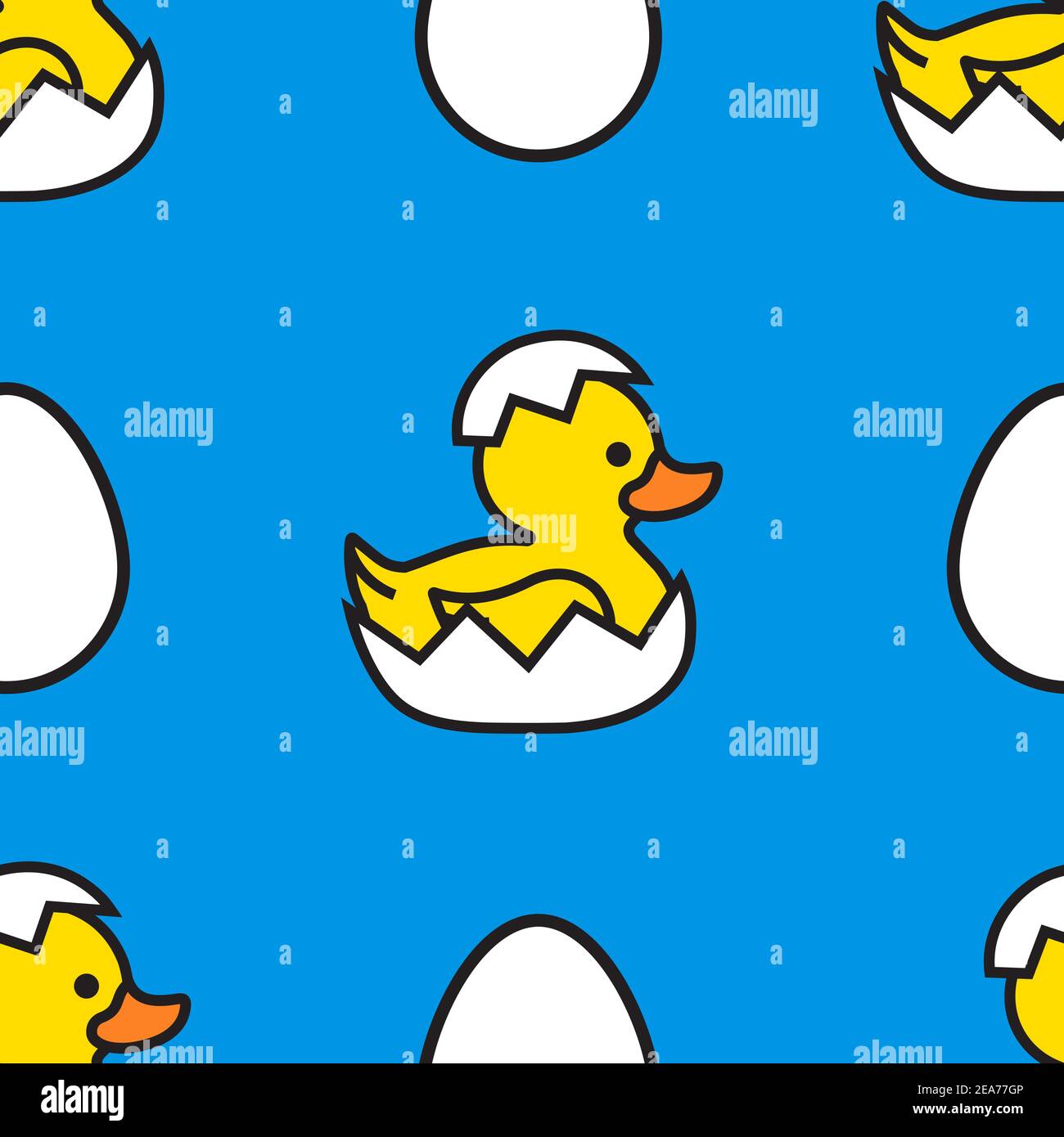 Yellow duck with eggs. Easter day Seamless Pattern Stock Vector