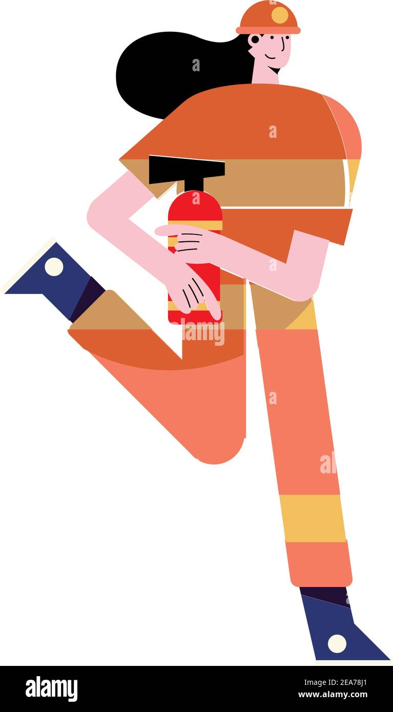 Woman Fire Vector young fire woman with extinguicher character vector illustration design ...