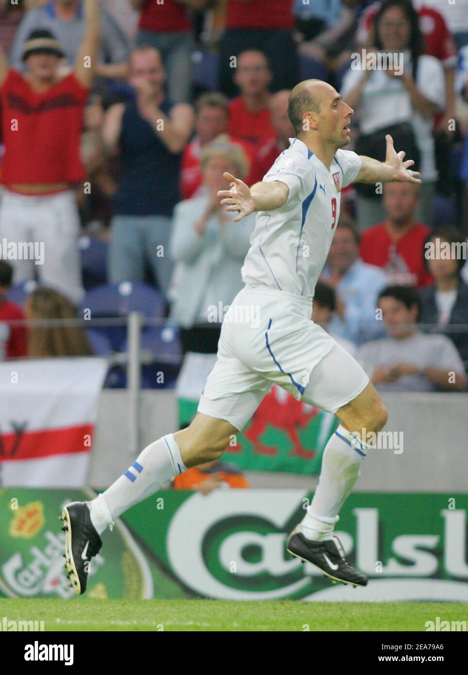 Czech Republic's Jan Koller after the goal during Euro 2004 in Portugal on June 27, 2004. Photo by Christian Liewig/ABACAPRESS.COM Stock Photo