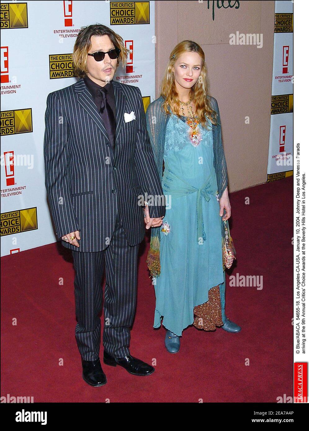 Johnny Depp and Vanessa Paradis arriving at the 9th Annual Critics