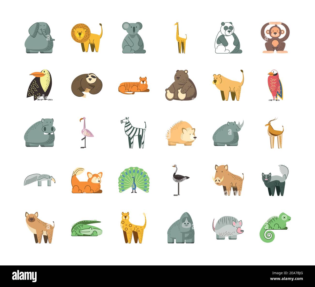 https://c8.alamy.com/comp/2EA7BJG/jungle-animals-cartoon-elephant-lion-koala-panda-bear-hippo-and-more-vector-illustration-2EA7BJG.jpg