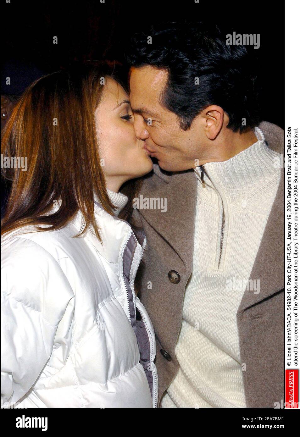 © Lionel Hahn/ABACA. 54982-10. Park City-UT-USA, January 19, 2004.Benjamin Bratt and Talisa Sota attend the screening of The Woodsman at the Library Theatre during the 2004 Sundance Film Festival. Stock Photo