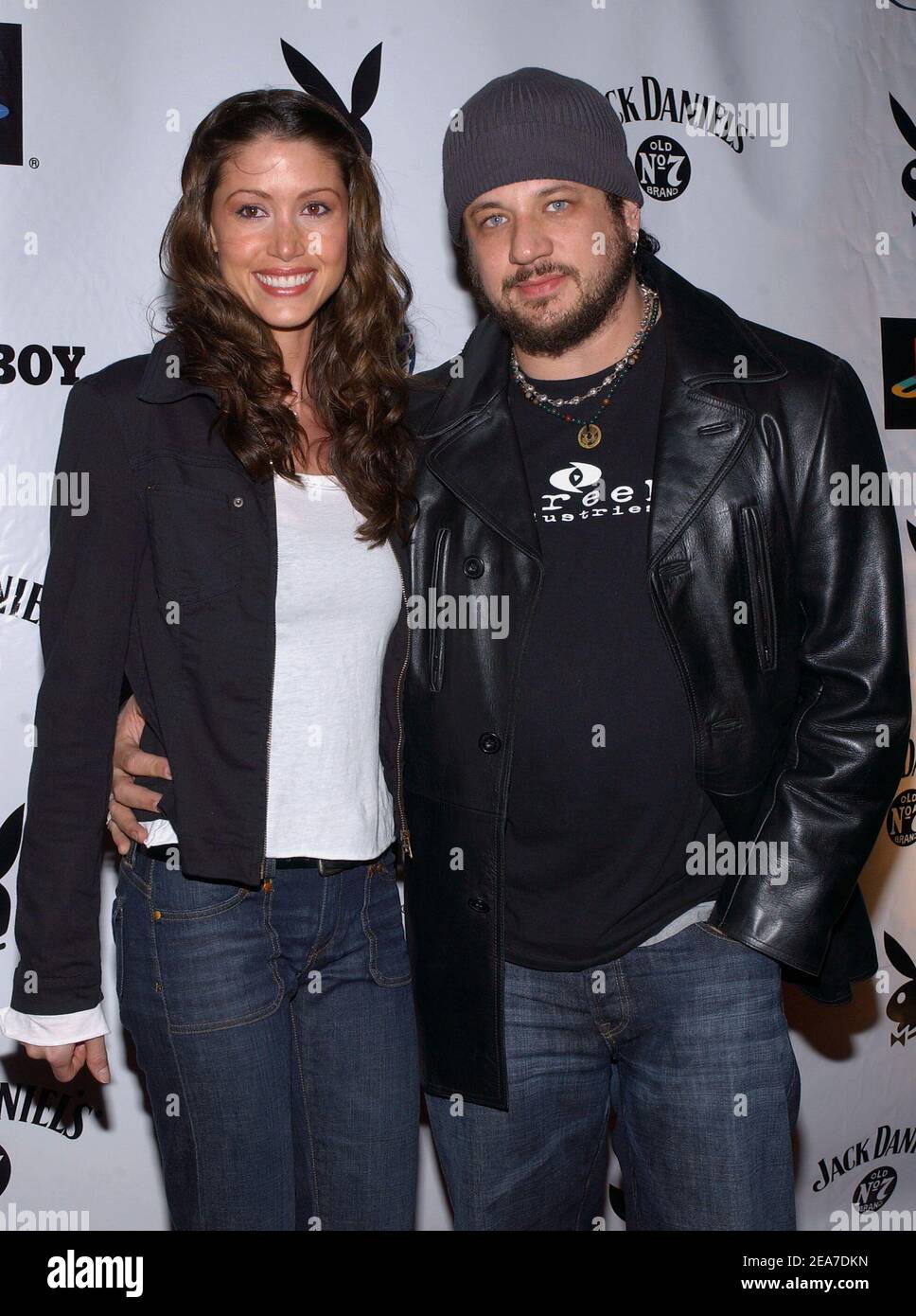 © Lionel Hahn/ABACA. 55475-2. Houston-TX-USA. January 31, 2004. Shannon Elizabeth and Joe Reitman attend the 5th Annual Playboy's Super Bowl Party. Houston, January 31, 2004. Stock Photo