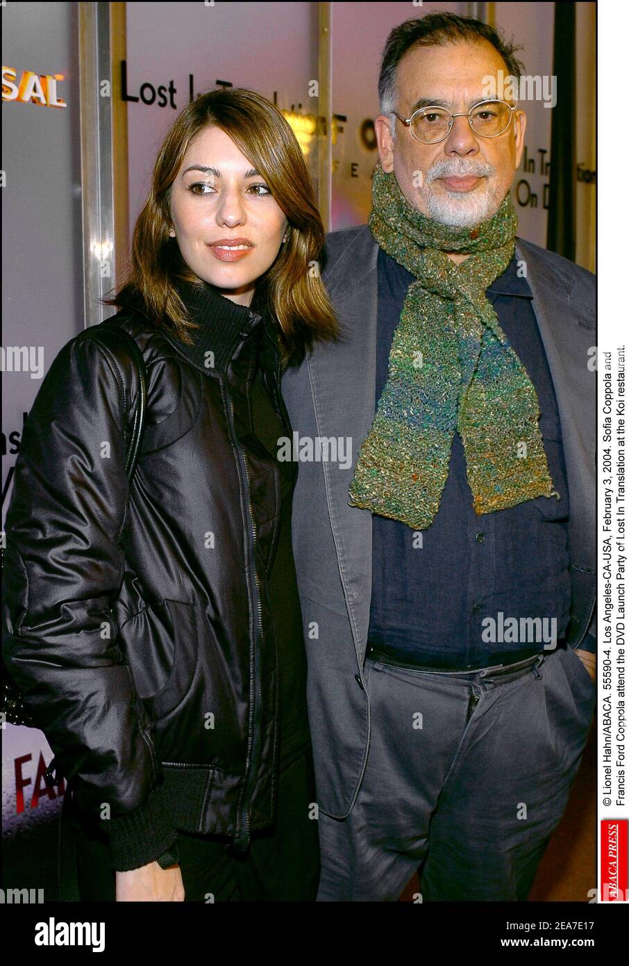 Lionel Hahn/ABACA. 55590-4. Los Angeles-CA-USA, February 3, 2004. Sofia  Coppola and Francis Ford Coppola attend the DVD Launch Party of Lost In  Translation at the Koi restaurant Stock Photo - Alamy