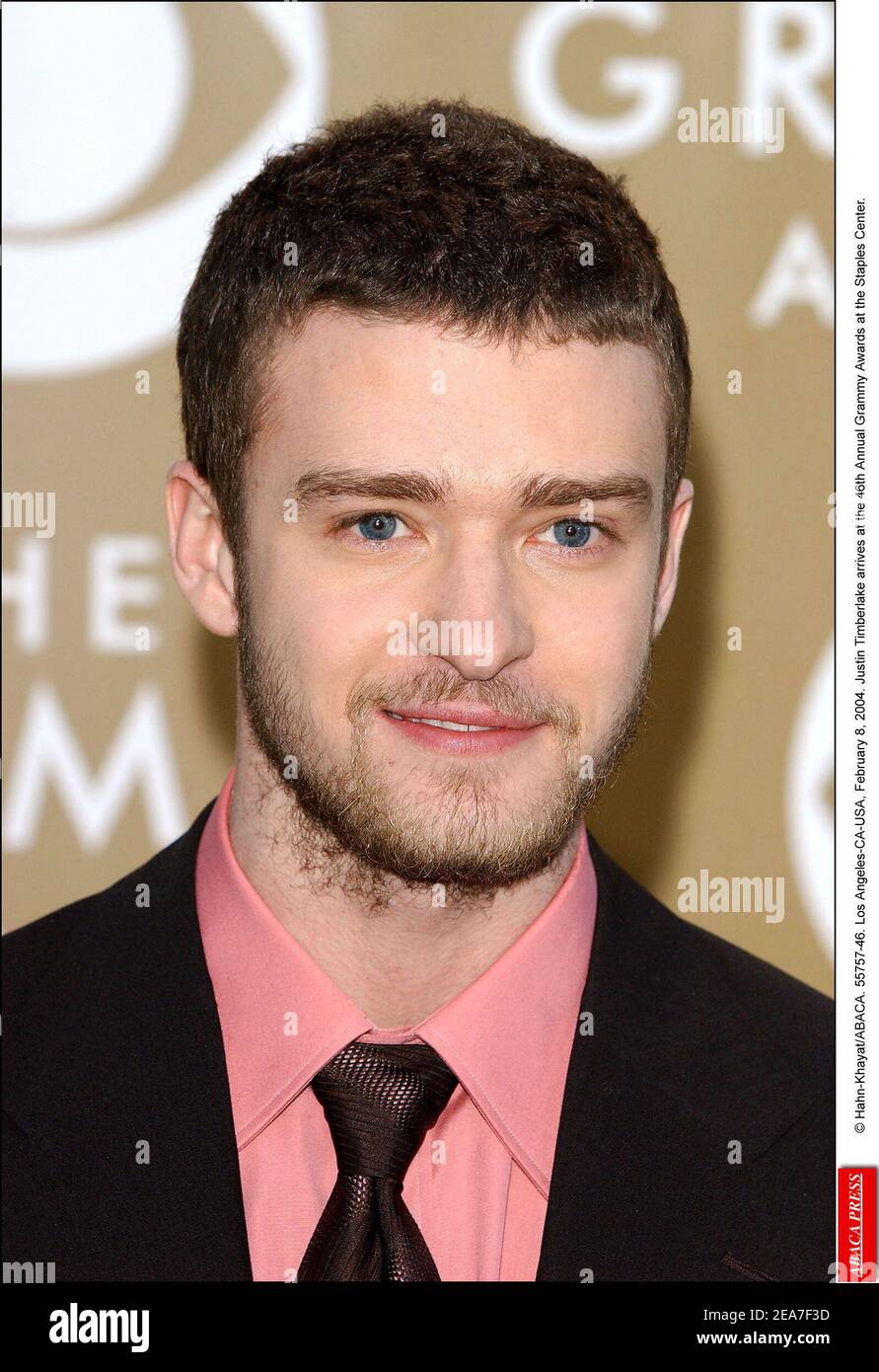 © Hahn-Khayat/ABACA. 55757-46. Los Angeles-CA-USA, February 8, 2004. Justin Timberlake arrives at the 46th Annual Grammy Awards at the Staples Center. Stock Photo