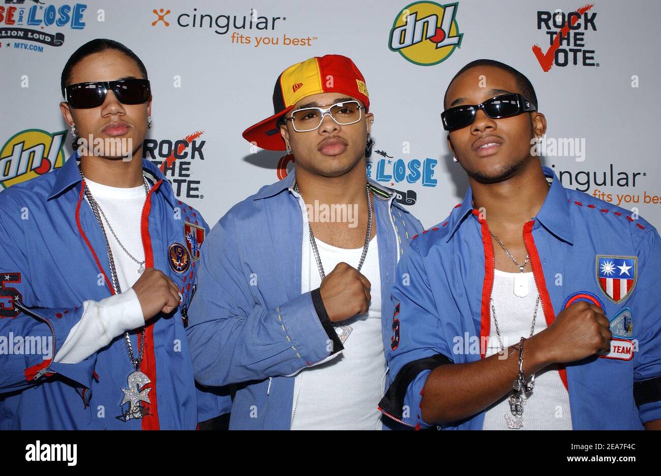 B2K arrive at the 11th annual Rock The Vote Awards ceremony, held at the Hollywood Palladium in Los Angeles, on Saturday, February 7, 2004. (Pictured : B2K). Photo by Nicolas Khayat/ABACA. Stock Photo