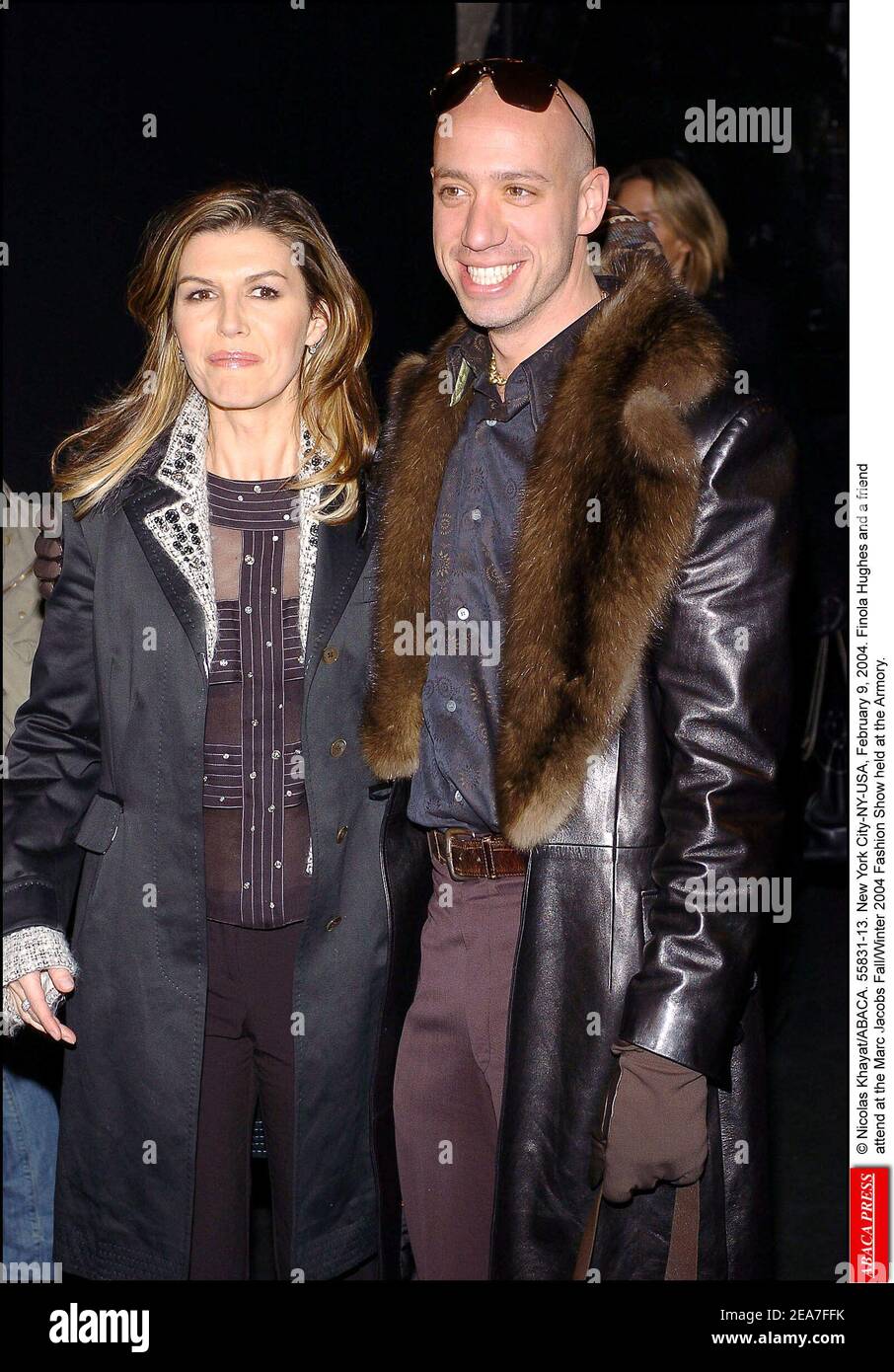 © Nicolas Khayat/ABACA. 55831-13. New York City-NY-USA, February 9, 2004. Finola Hughes and a friend attend the Marc Jacobs Fall/Winter 2004 Fashion Show held at the Armory. Stock Photo