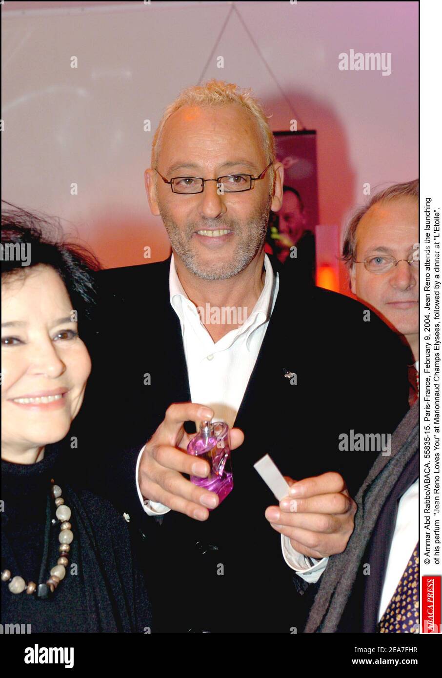 Ammar Abd Rabbo/ABACA. 55835-15. Paris-France, February 9, 2004. Jean Reno  attends the launching of his perfume Jean Reno Loves You at Marionnaud  Champs Elysees, followed by a dinner at L'Etoile Stock