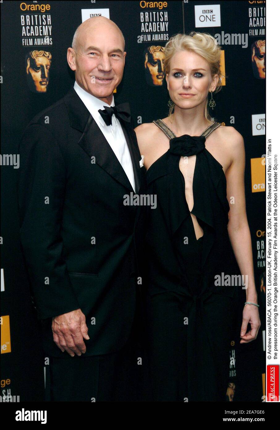 Andrew rossABACA. 56070-1. London-UK, February 15, 2004. Patrick Stewart  and Naomi Watts in the pressroom during the Orange British Academy Film  Awards at the Odeon Leicester Square Stock Photo - Alamy