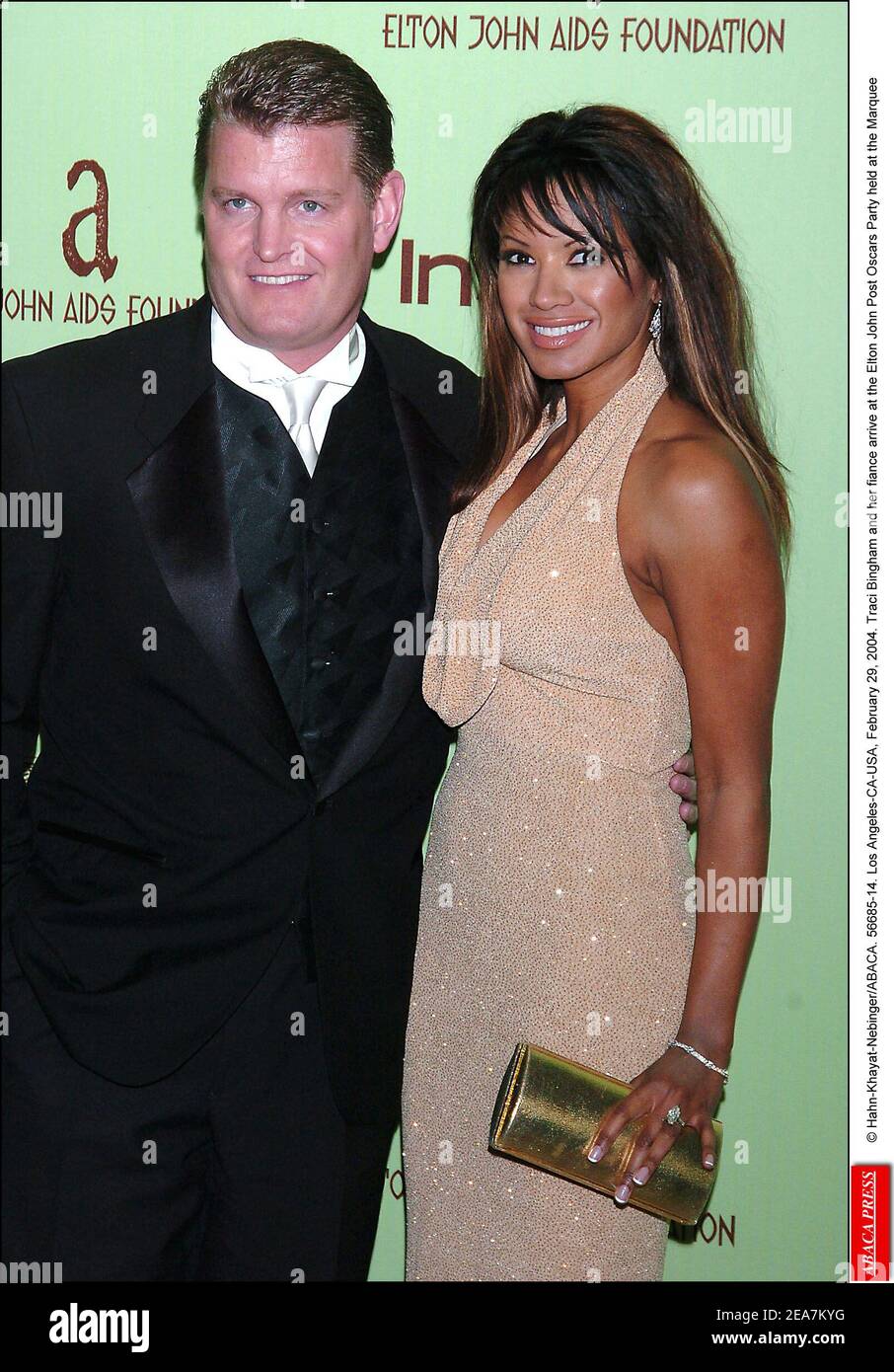 © Hahn-Khayat-Nebinger/ABACA. 56685-14. Los Angeles-CA-USA, February 29, 2004. Traci Bingham and her fiance arrive at the Elton John Post Oscars Party held at the Marquee Stock Photo