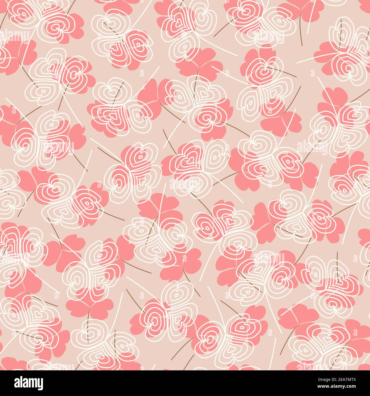 Elegant trendy ditsy floral vector seamless pattern design of water clover leaves. Repeating texture foliate background for printing and textile Stock Vector