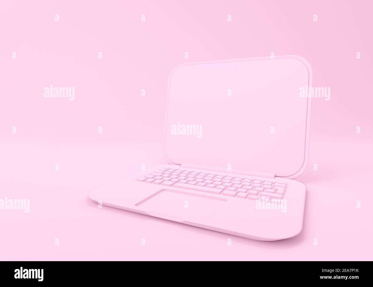 Pink laptop with blank screen mockup on pink background Stock Photo Alamy