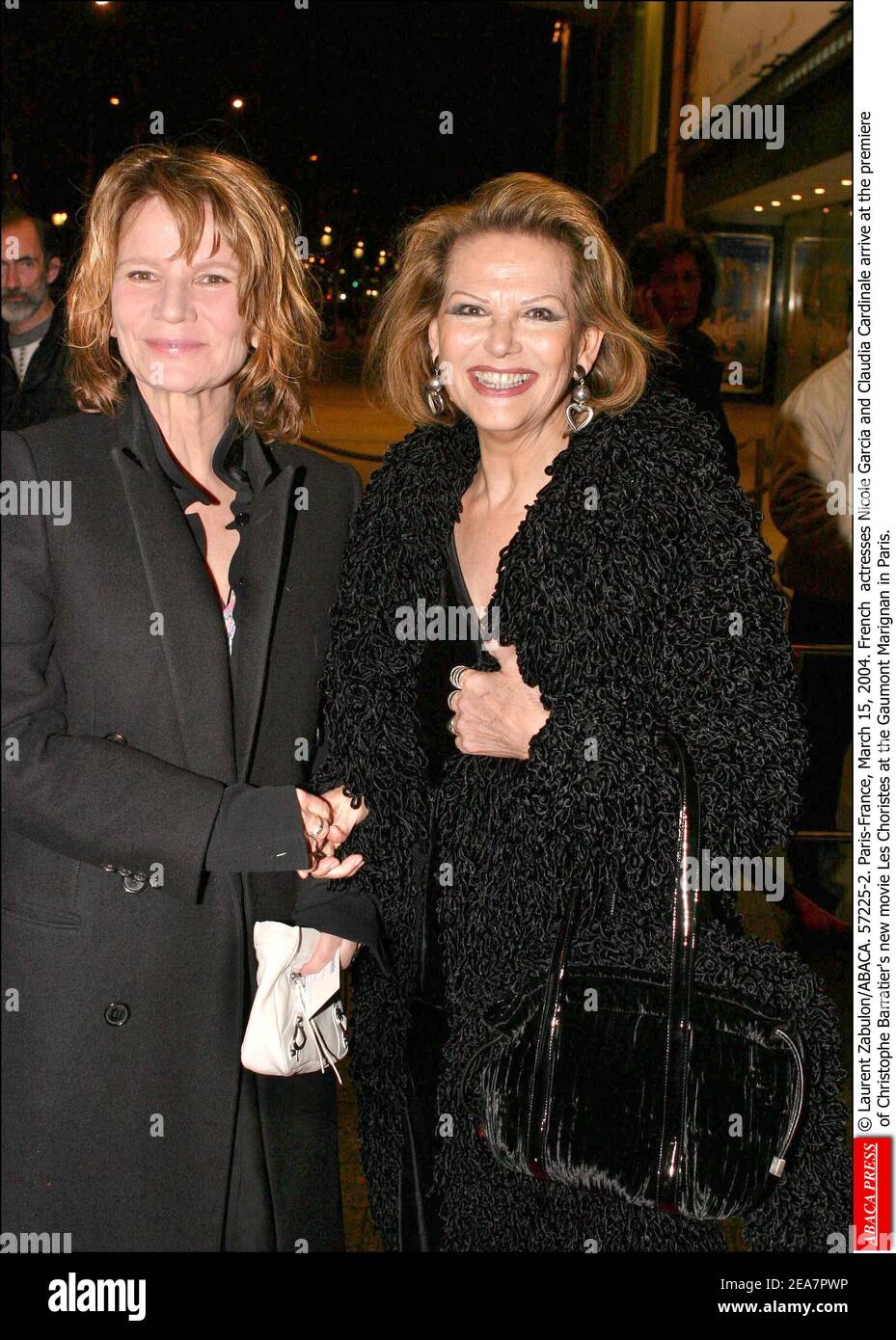 Laurent Zabulon Abaca 57225 2 Paris France March 15 2004 Actresses Nicole Garcia And Claudia Cardinale Arrive At The Premiere Of Christophe Barratier S New Movie Les Choristes At The Gaumont Marignan In Paris Stock