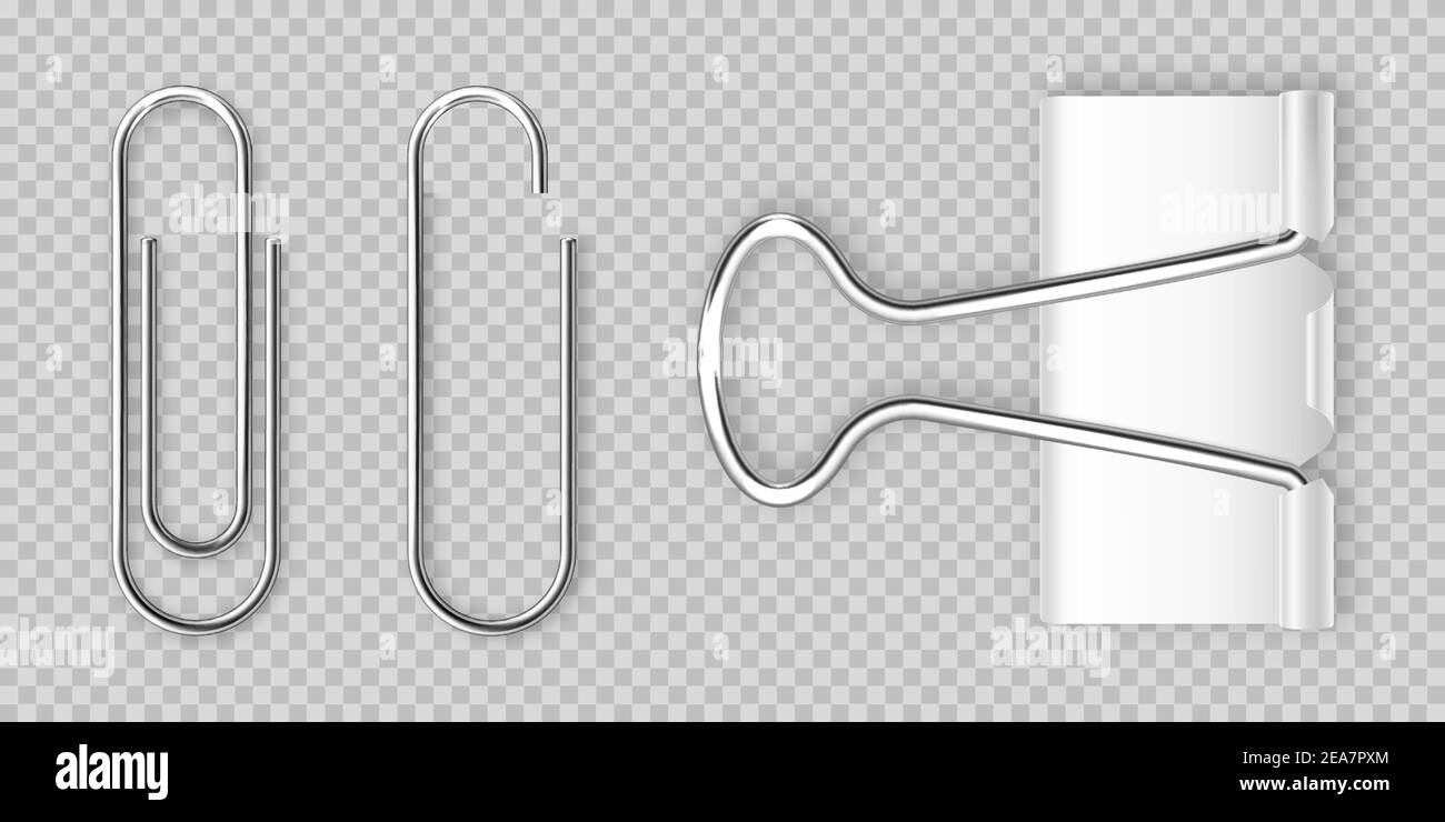 Realistic white paper binder and metal clip, holder. Design mockup