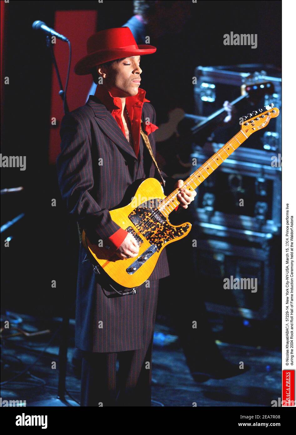 Prince performs live during the 2004 Rock and Roll Hall of Fame Induction  Ceremony held at