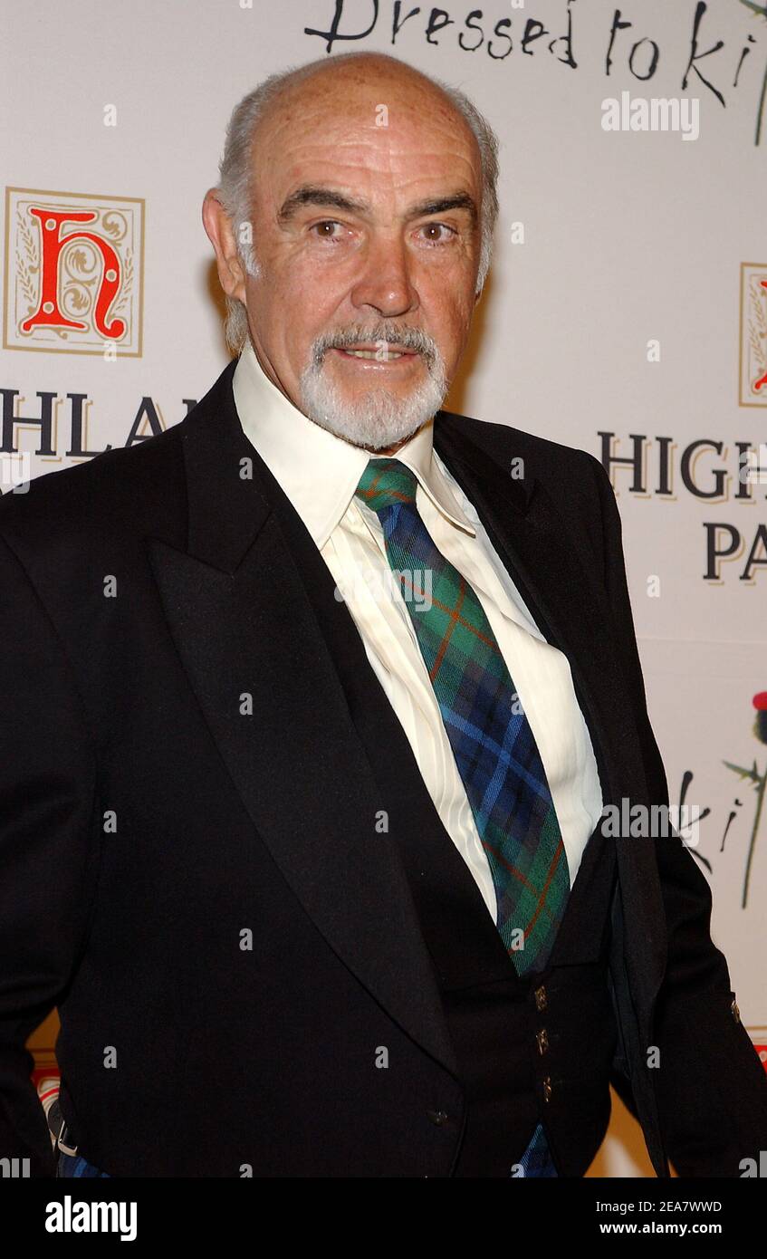 Sir Sean Connery arrives at the Dressed To Kilt party, held at Sotheby's in New York, on Monday, April 5, 2004. (Pictured : Sean Connery). Photo by Nicolas Khayat/ABACA. Stock Photo