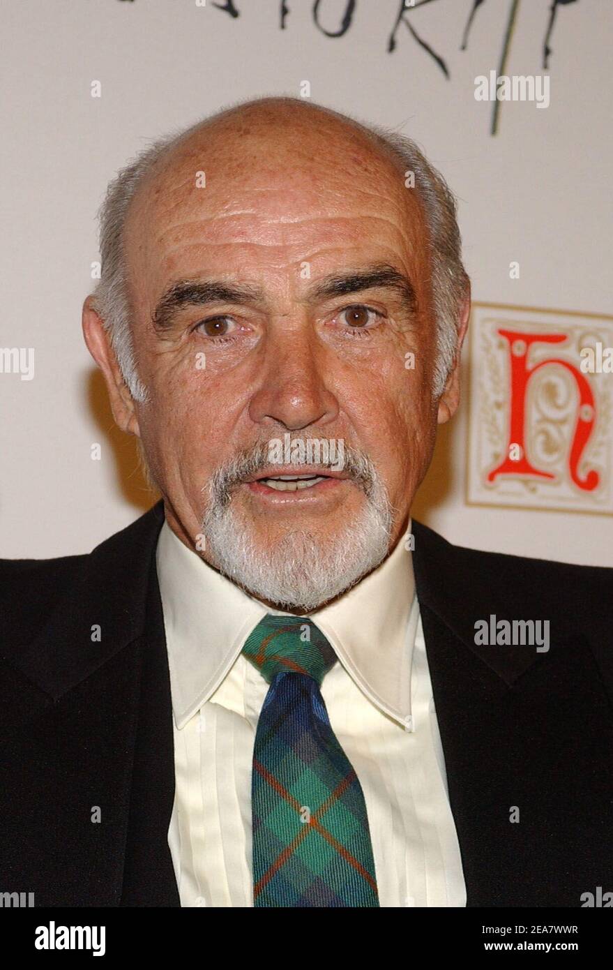 Sir Sean Connery arrives at the Dressed To Kilt party, held at Sotheby's in New York, on Monday, April 5, 2004. (Pictured : Sean Connery). Photo by Nicolas Khayat/ABACA. Stock Photo