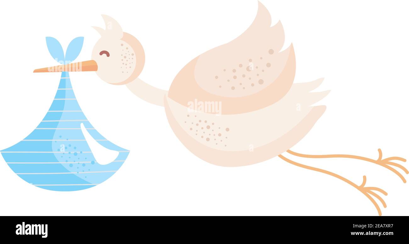 stork flying with baby bag Stock Vector Image & Art - Alamy