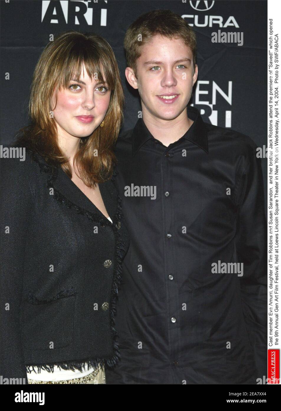 Cast member Eva Amurri, daughter of Tim Robbins and Susan Sarandon, and her brother Jack Robbins attend the premiere of Saved! which opened the 9th Annual Gen Art Film Festival, held at Loews Lincoln Square Theater in New York on Wednesday, April 14, 2004. Photo by SWF/ABACA Stock Photo