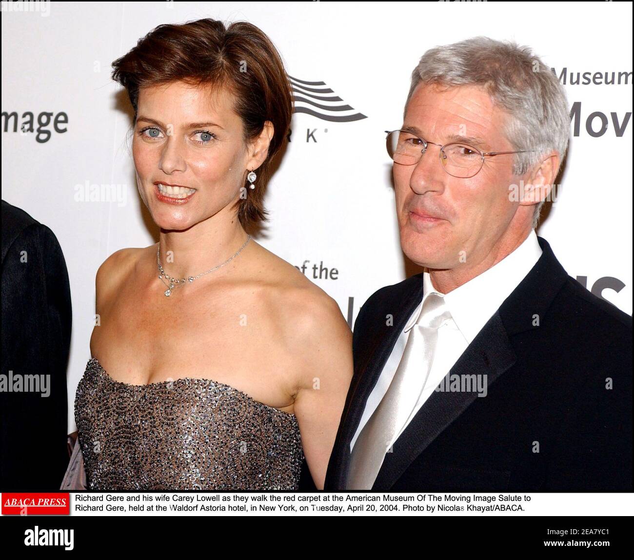 Richard Gere and his wife Carey Lowell as they walk the red carpet at the American Museum Of The Moving Image Salute to Richard Gere, held at the Waldorf Astoria hotel, in