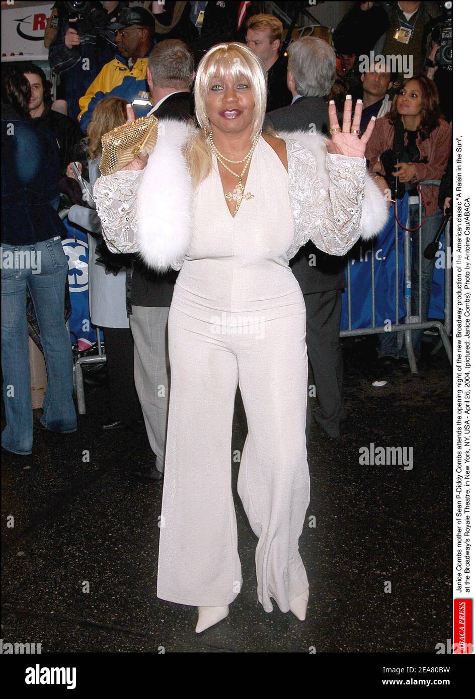 Janice Combs, the mother of Sean P-Diddy Combs attends the opening night of the new Broadway production of the American classic A Raisin in the Sun, at the Broadway's Royale Theatre, in New York, NY, USA - April 26, 2004. (pictured: Janice Combs). Photo by Antoine Cau/ABACA. Stock Photo