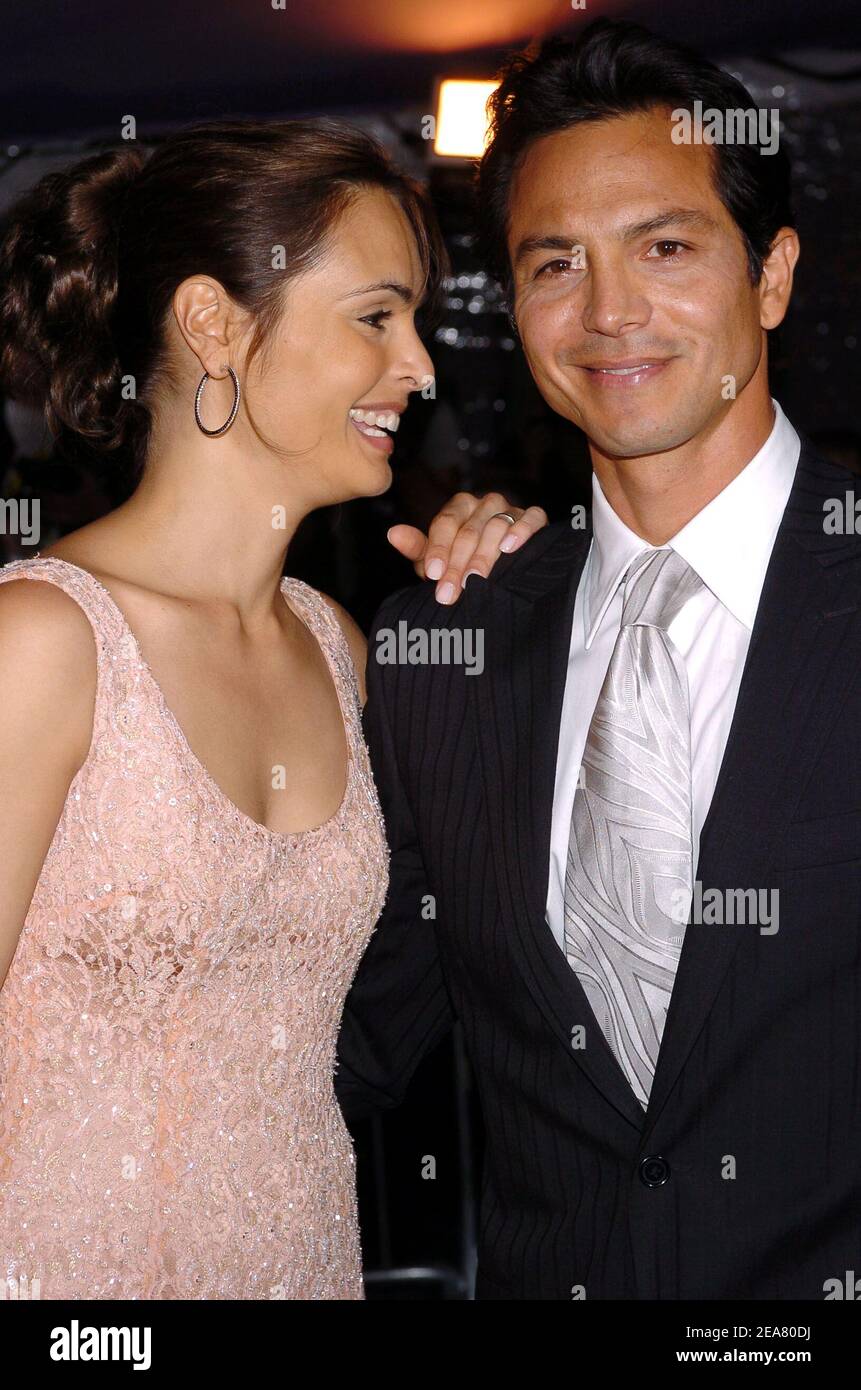 Benjamin Bratt and his wife Talisa Soto arrive at the Dangerous Liaisons, Fashion and Furniture in the 18th century 2004 Costume Institute Gala, held at the Metropolitan Muyseum of Art in New York, on Monday, April 26, 2004. (Pictured : Benjamin Bratt, Talisa Soto). Photo by Nicolas Khayat/ABACA. Stock Photo