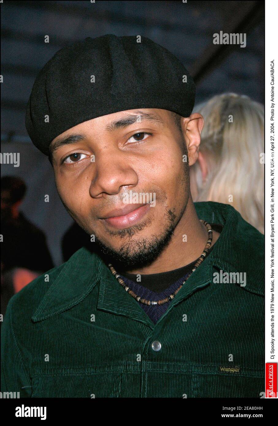 Dj Spooky attends the 1979 New Music, New York festival at Bryant Park Grill, in New York, NY, USA on April 27, 2004. Photo by Antoine Cau/ABACA. Stock Photo