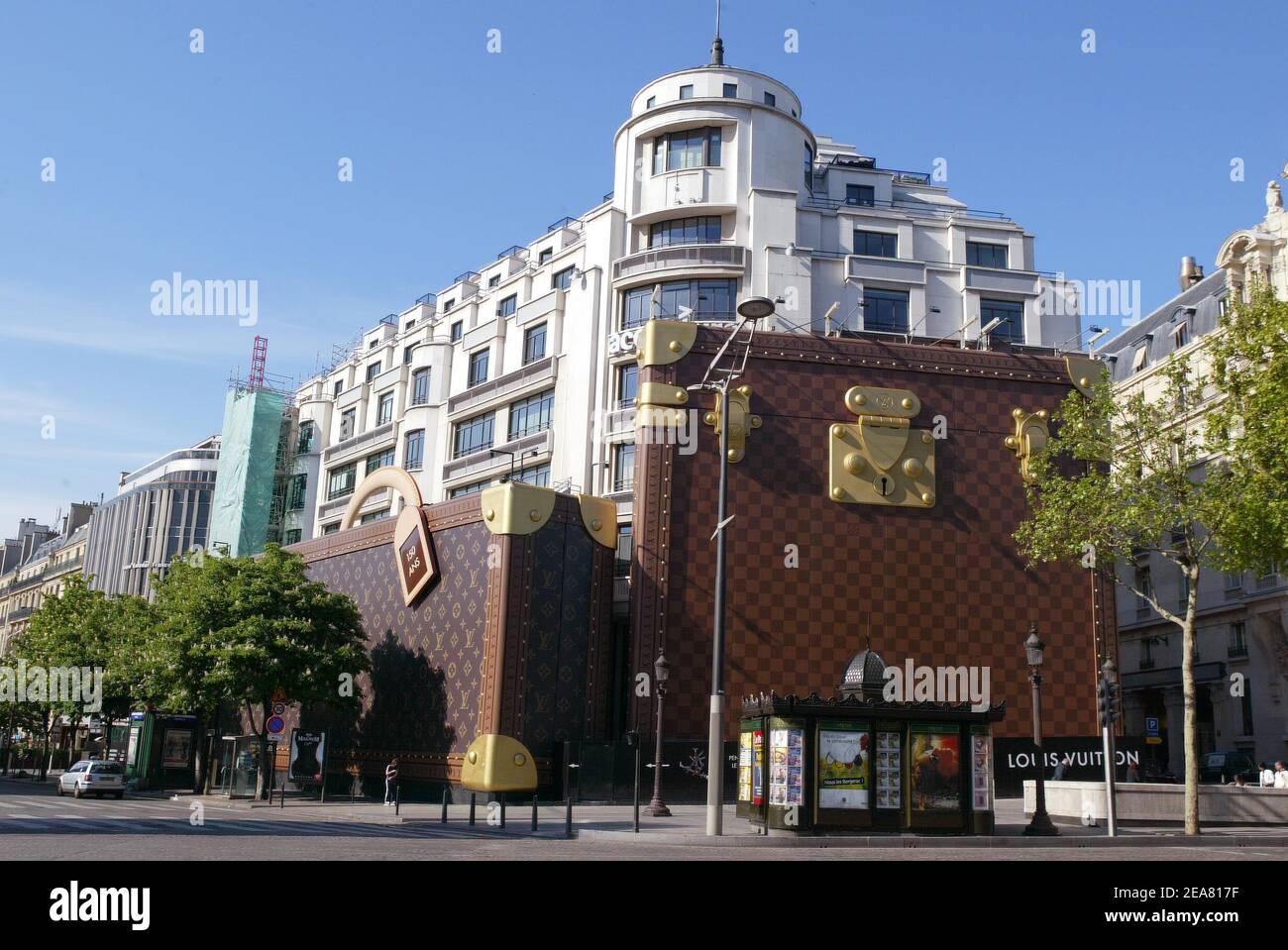 The Louis Vuitton store on the Champs Elysees in Paris, on Saturday May  1st, 2004. Photo by Laurent Zabulon/ABACA Stock Photo - Alamy