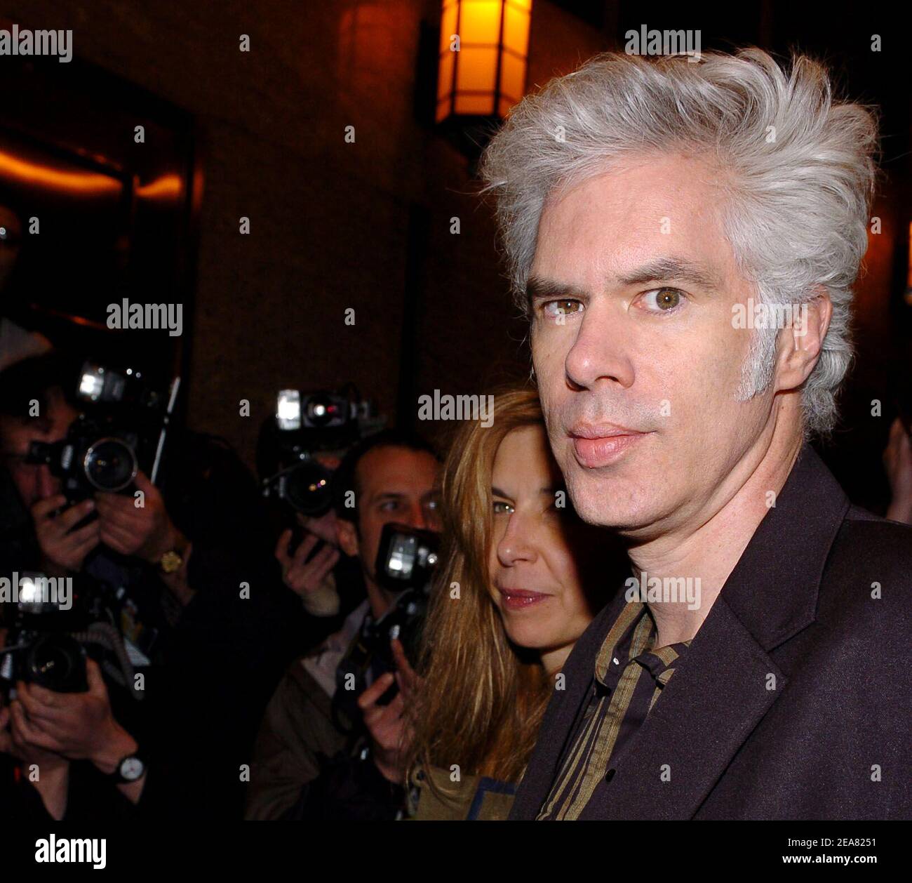 Director Jim Jarmusch and his wife arrive at the Coffee & Cigarettes