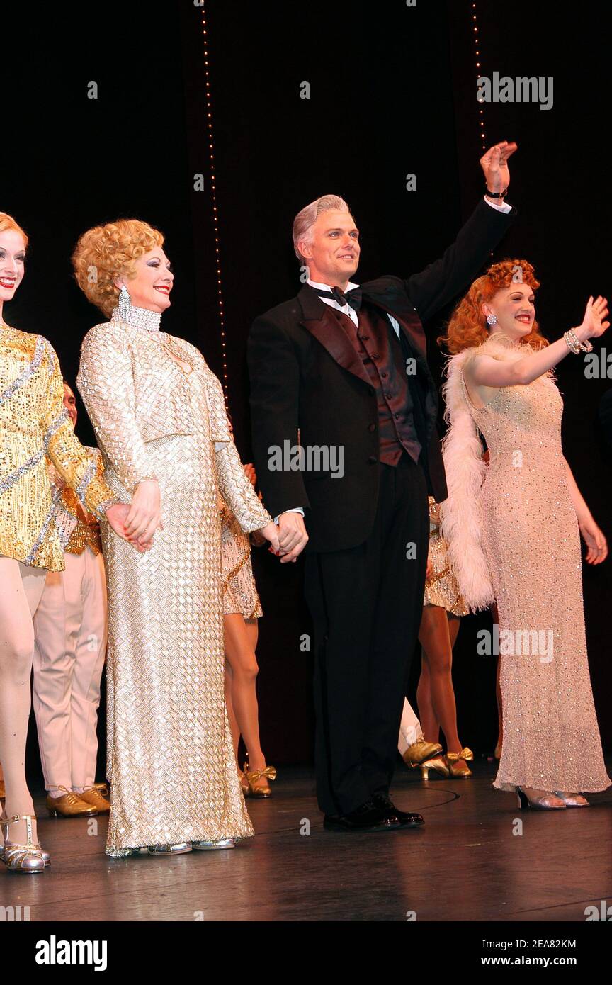 Shirley Jones and son Patrick Cassidy during the curtain call of the new Broadway production 42nd street, at Ford Center, in New York, NY, USA - May 7, 2004. (pictured: Shirley Jones, Patrick Cassidy) Photo by Antoine Cau/Abaca Stock Photo