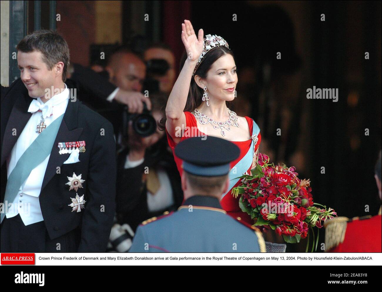 Crown Prince Frederik of Denmark and Mary Elizabeth Donaldson arrive at Gala performance in the Royal Theatre of Copenhagen on May 13, 2004. Photo by Hounsfield-Klein-Zabulon/ABACA Stock Photo