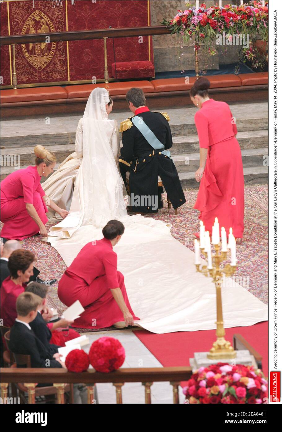 Wedding ceremony of Crown Prince Frederik of Denmark and Mary Elisabeth Donaldson at the Our Lady's Cathedrale in Copenhagen-Denmark on Friday, May 14, 2004. Photo by Hounsfield-Klein-Zabulon/ABACA Stock Photo