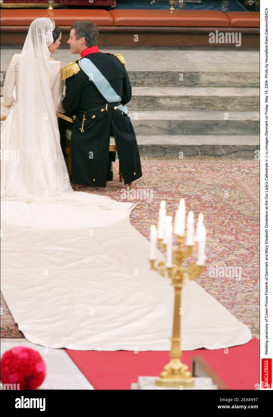 Wedding ceremony of Crown Prince Frederik of Denmark and Mary Elisabeth Donaldson at the Our Lady's Cathedrale in Copenhagen-Denmark on Friday, May 14, 2004. Photo by Hounsfield-Klein-Zabulon/ABACA Stock Photo