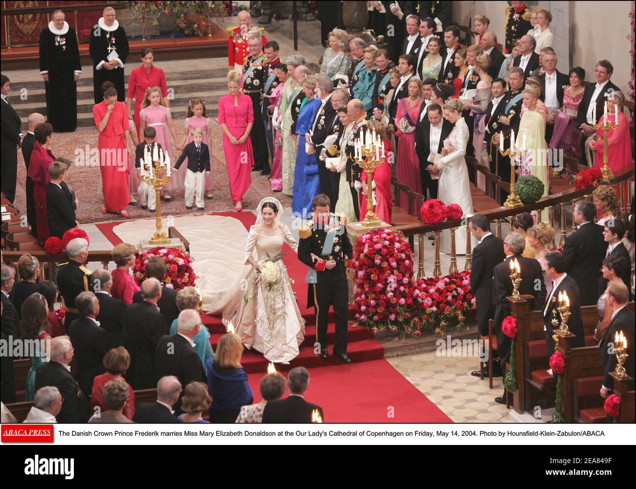 The Danish Crown Prince Frederik marries Miss Mary Elizabeth Donaldson at the Our Lady's Cathedral of Copenhagen on Friday, May 14, 2004. Photo by Hounsfield-Klein-Zabulon/ABACA Stock Photo