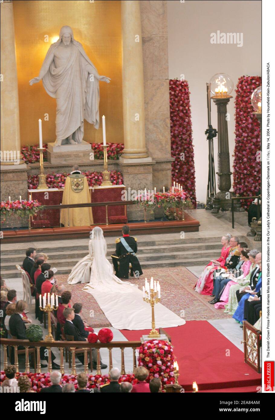 The Danish Crown Prince Frederik marries Miss Mary Elizabeth Donaldson in the Our Lady's Cathedral in Copenhagen-Denmark on Friday, May 14, 2004. Photo by Hounsfield-Klein-Zabulon/ABACA Stock Photo