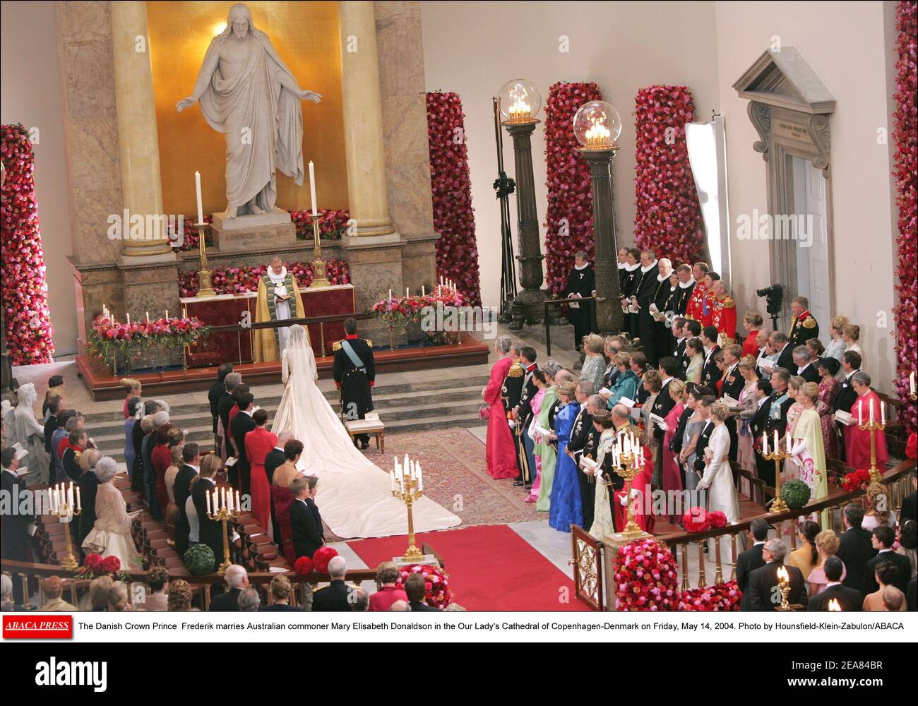 The Danish Crown Prince Frederik marries Australian commoner Mary Elisabeth Donaldson in the Our Lady's Cathedral of Copenhagen-Denmark on Friday, May 14, 2004. Photo by Hounsfield-Klein-Zabulon/ABACA Stock Photo