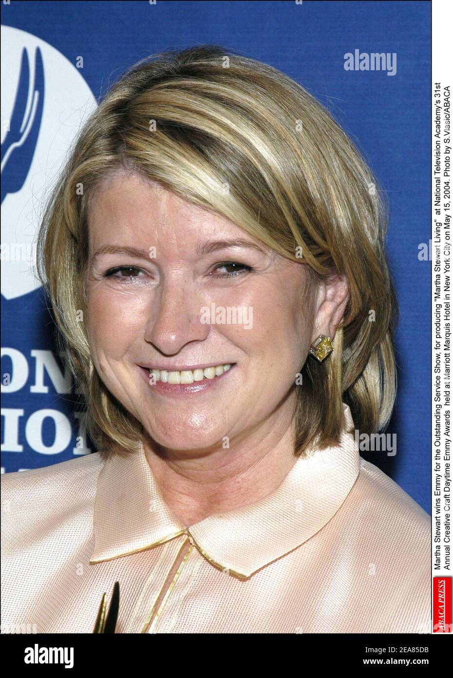 New York, NY. May 15, 2004 Martha Stewart wins Emmy for the Outstanding Service Show, for producing Martha Stewart Living at National Television Academy's 31st Annual Creative Craft Daytime Emmy Awards held at Marriott Marquis Hotel in New York City on May 15, 2004. Photo by S.Vlasic/ABACA Stock Photo