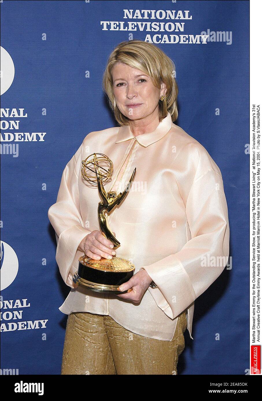 Martha Stewart wins Emmy for the Outstanding Service Show, for producing Martha Stewart Living at National Television Academy's 31st Annual Creative Craft Daytime Emmy Awards held at Marriott Marquis Hotel in New York City on May 15, 2004. Photo by S.Vlasic/ABACA Stock Photo