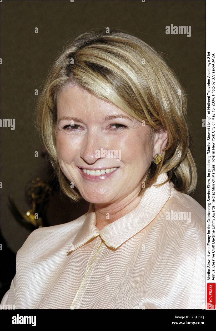 Martha Stewart wins Emmy for the Outstanding Service Show, for producing Martha Stewart Living at National Television Academy's 31st Annual Creative Craft Daytime Emmy Awards held at Marriott Marquis Hotel in New York City on May 15, 2004. Photo by S.Vlasic/ABACA Stock Photo