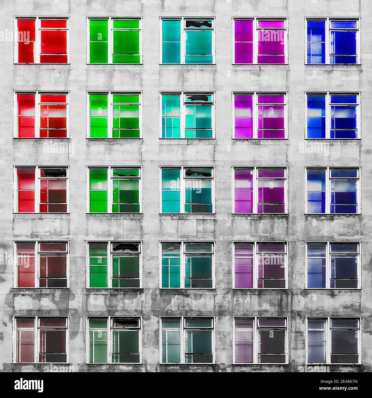 Windows in Pride Colours Stock Photo